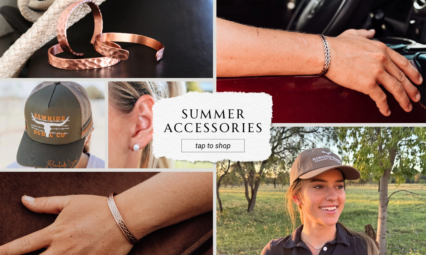 A collage of accessories with the text 'Summer Accessories'.